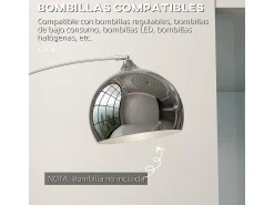 Homcom Lámpara De Pie^Lámpara de pie Modde 40W poste ajustable negro/plata 170-180x110-115x30 cm Plateado