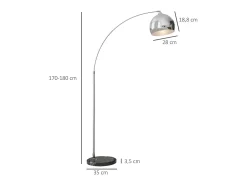 Homcom Lámpara De Pie^Lámpara de pie Modde 40W poste ajustable negro/plata 170-180x110-115x30 cm Plateado