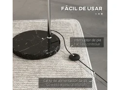 Homcom Lámpara De Pie^Lámpara de pie Modde 40W poste ajustable negro/plata 170-180x110-115x30 cm Plateado