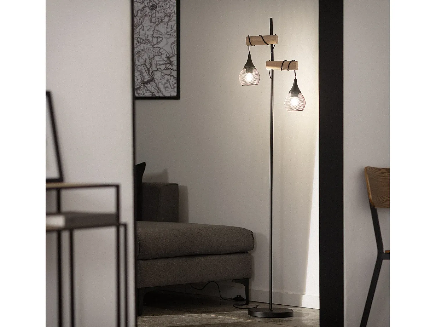 Outlet Ledkia Lámpara de Pie Monah WiFi con Regulador Negro Multicolor