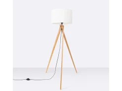 Lámpara de pie Natt moderno de tela/PVC/madera - 1 fuentes luminosas - L.77 x A.140 cm - madera blanca/natural
