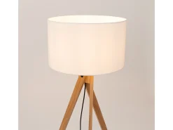 Lámpara de pie Natt moderno de tela/PVC/madera - 1 fuentes luminosas - L.77 x A.140 cm - madera blanca/natural