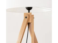 Lámpara de pie Natt moderno de tela/PVC/madera - 1 fuentes luminosas - L.77 x A.140 cm - madera blanca/natural