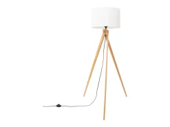 Lámpara de pie Natt moderno de tela/PVC/madera - 1 fuentes luminosas - L.77 x A.140 cm - madera blanca/natural