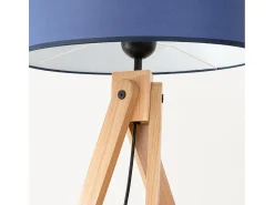 Sollux Lighting Lámpara de pie Natt moderno de tela/PVC/madera - 1 fuentes luminosas - L.77 x A.140 cm - marino/madera natural Azul