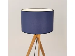 Sollux Lighting Lámpara de pie Natt moderno de tela/PVC/madera - 1 fuentes luminosas - L.77 x A.140 cm - marino/madera natural Azul