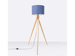Sollux Lighting Lámpara de pie Natt moderno de tela/PVC/madera - 1 fuentes luminosas - L.77 x A.140 cm - marino/madera natural Azul