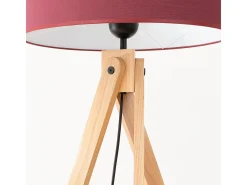 Lámpara de pie Natt moderno de tela/PVC/madera - 1 fuentes luminosas - L.77 x A.140 cm - burdeos/madera natural