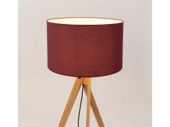Lámpara de pie Natt moderno de tela/PVC/madera - 1 fuentes luminosas - L.77 x A.140 cm - burdeos/madera natural