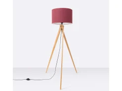 Lámpara de pie Natt moderno de tela/PVC/madera - 1 fuentes luminosas - L.77 x A.140 cm - burdeos/madera natural