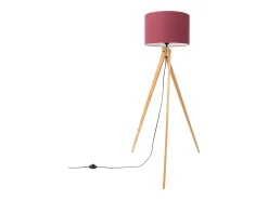 Lámpara de pie Natt moderno de tela/PVC/madera - 1 fuentes luminosas - L.77 x A.140 cm - burdeos/madera natural