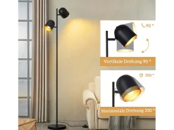 Lámpara de pie NETTLIFE 2 bombillas de metal dorado negro E14 Lámpara de pie industrial retro