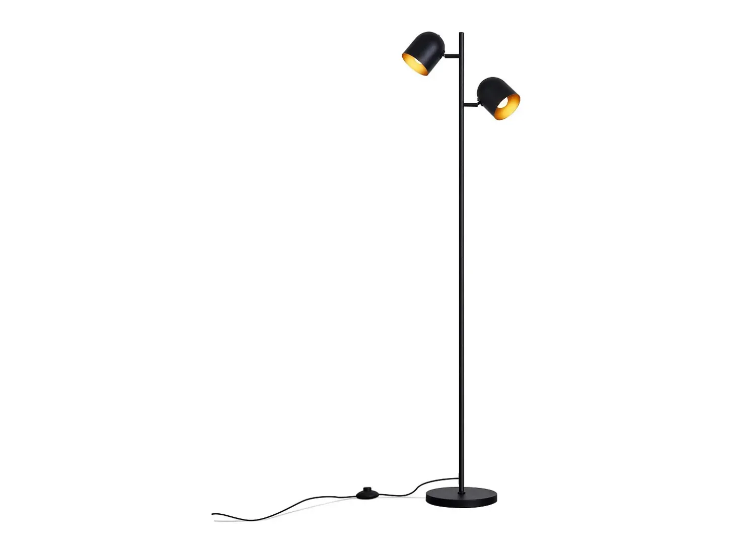 Lámpara de pie NETTLIFE 2 bombillas de metal dorado negro E14 Lámpara de pie industrial retro