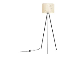 Lámpara de pie Nevia minimalista de tela/PVC/acero - 1 fuentes luminosas - L.40 x A.135 cm - mármol beige/negro