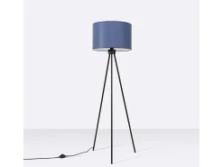 Outlet Sollux Lighting Lámpara de pie Nevia minimalista de tela/PVC/acero - 1 fuentes luminosas - L.40 x A.135 cm - marino/negro Azul