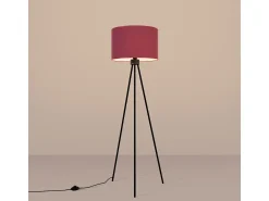 Outlet Sollux Lighting Lámpara de pie Nevia minimalista de tela/PVC/acero - 1 fuentes luminosas - L.40 x A.135 cm - burdeos/negro Rojo