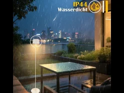 NETTLIFE Lámpara De Pie^Lámpara de pie solar para exterior de 120 cm regulable: lámpara de pie LED para salón con batería recargable USB-C, blanca, inalámbrica Blanco