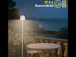 Lámpara de pie solar para exterior NETTLIFE de 120 cm: Lámpara de pie LED regulable con batería recargable USB-C, blanca, altura ajustable