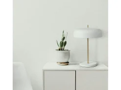 Lámpara de PIE TAICHI estilo moderno - Alt.135 cm - 2x E27 40W - cable 2 metros - on&off - acero - blanco y oro - IP20
