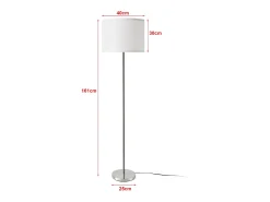 Helloshop26 Lámpara de pie Tamworth E27 161 cm de alto plata y blanco 03_0007323 Gris