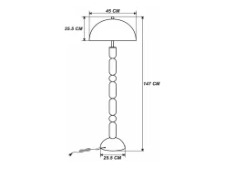 Lámpara de pie tipo seta de metal, D. 45 x A. 147 cm, Caqui brillante, ELDON