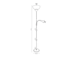 Outlet Lámpara de pie Torino Bel Air 80W + brazo orientable plata Ø25x179 cm Plateado