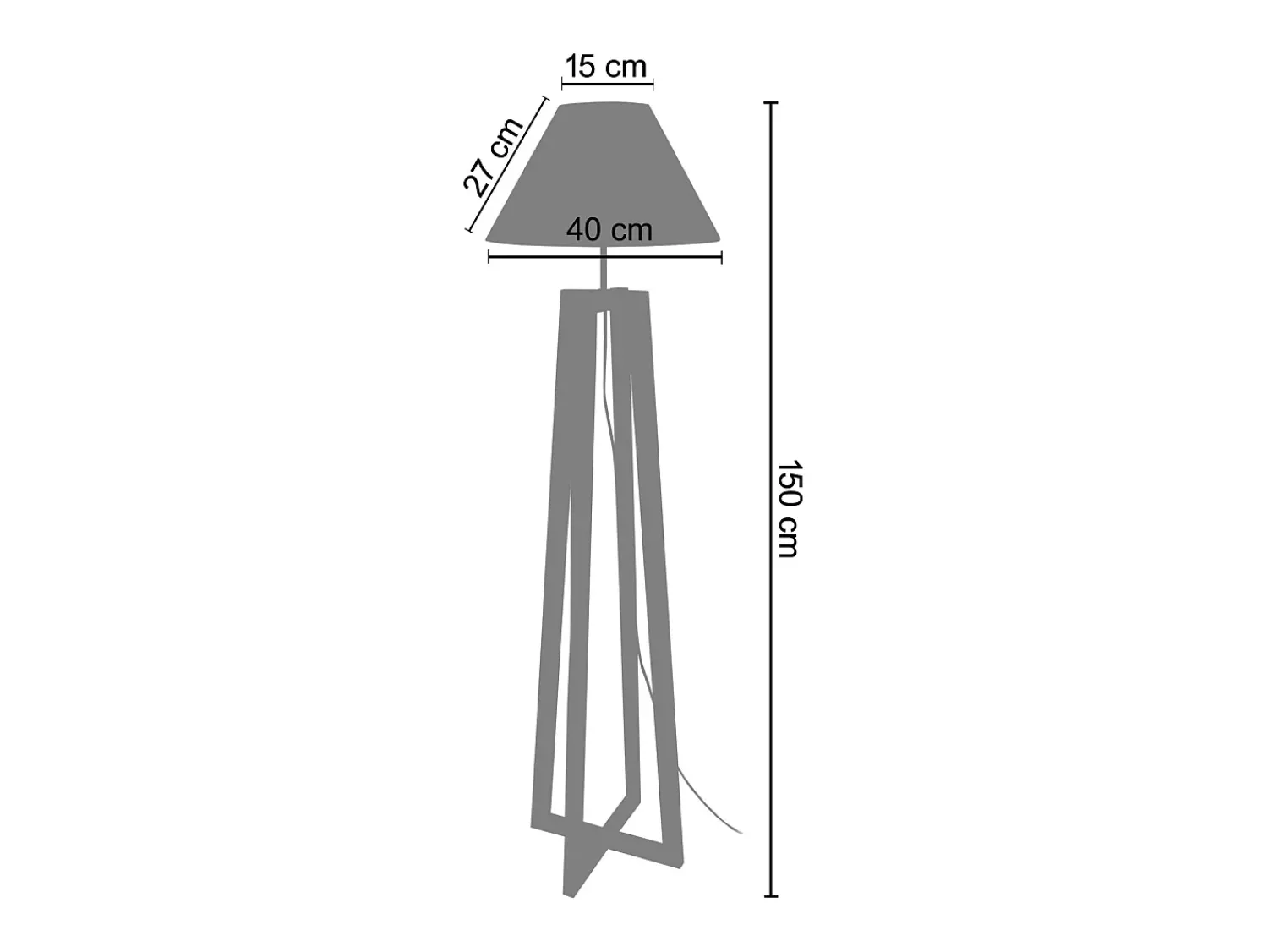 TOSEL Lámpara De Pie^Lámpara de Pie ,madera, ,A 150x D40xP40cm Gris
