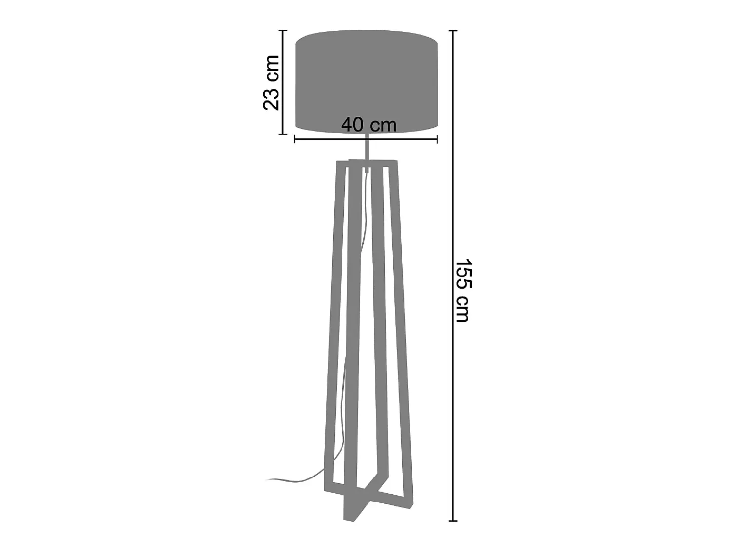 TOSEL Lámpara De Pie^Lámpara de Pie ,madera, ,A155xD40xP40cm Negro