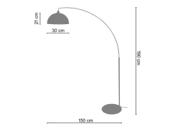 Outlet TOSEL Lámpara de Pie ,metal,Negro ,A 190x D150xP40cm Negro / Plateado