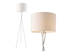 New Helloshop26 Lámpara de pie trípode moderna base de metal y tela 154 cm de alto color 03_0005254 Blanco