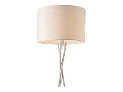 New Helloshop26 Lámpara de pie trípode moderna base de metal y tela 154 cm de alto color 03_0005254 Blanco