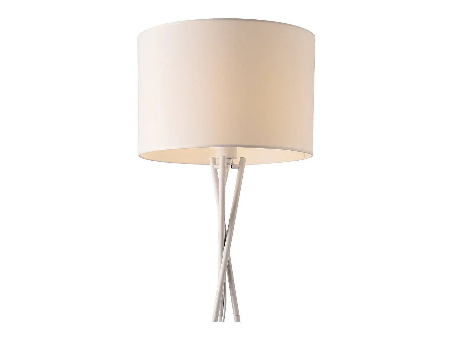 New Helloshop26 Lámpara de pie trípode moderna base de metal y tela 154 cm de alto color 03_0005254 Blanco