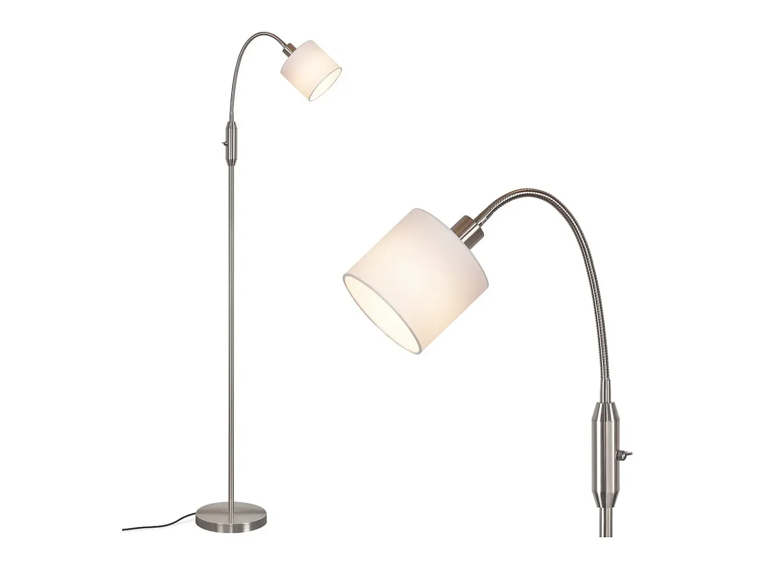 Sale NETTLIFE Lámpara de pie vintage negra de tela con arco giratorio de 360° para una iluminación suave y decorativa Negro