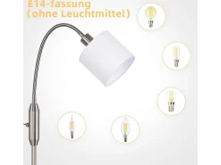 Sale NETTLIFE Lámpara de pie vintage negra de tela con arco giratorio de 360° para una iluminación suave y decorativa Negro