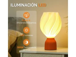 Clearance Homcom Lámpara de sobremesa Antorcha 25W luz LED 3000K Ø16,5x28 cm Blanco