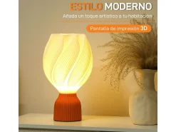 Clearance Homcom Lámpara de sobremesa Antorcha 25W luz LED 3000K Ø16,5x28 cm Blanco