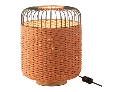 Lámpara de sobremesa de metal y fibra naranja 27x27x34.5 cm