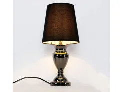 Hot Helloshop26 Lámpara de sobremesa lámpara de noche lámpara de lectura aluminio y tela negra y cromo 48 cm 03_0002515 Negro