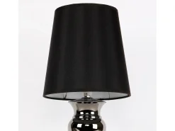 Hot Helloshop26 Lámpara de sobremesa lámpara de noche lámpara de lectura aluminio y tela negra y cromo 48 cm 03_0002515 Negro