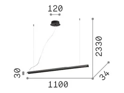Lámpara de suspensión LED lineal en metal acabado blanco, difusor de silicona opal