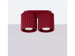 Sollux Lighting Plafón^Lámpara De Techo Aura Minimalista De Aluminio - 2 Fuentes Luminosas - L.21 X A.12 Cm - Borgoña Rojo