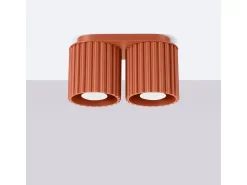 Sollux Lighting Plafón^Lámpara De Techo Aura Minimalista De Aluminio - 2 Fuentes Luminosas - L.21 X A.12 Cm - Ocre Rojo