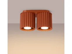Sollux Lighting Plafón^Lámpara De Techo Aura Minimalista De Aluminio - 2 Fuentes Luminosas - L.21 X A.12 Cm - Ocre Rojo