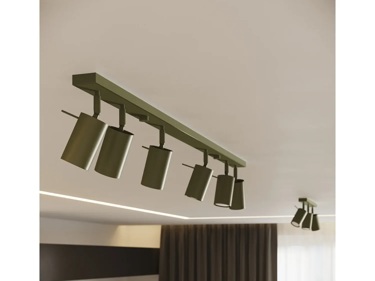 Sollux Lighting Plafón^Lámpara de techo Briix moderno de acero - 3 fuentes luminosas 4000K - L.45 x A.17 cm - oliva Verde