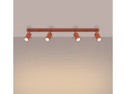 Sollux Lighting Plafón^Lámpara de techo Briix moderno de acero - 4 fuentes luminosas 4000K - L.81 x A.17 cm - ocre Rojo