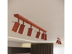 Sollux Lighting Plafón^Lámpara de techo Briix moderno de acero - 4 fuentes luminosas 4000K - L.81 x A.17 cm - ocre Rojo