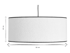 Miliboo Lámpara Suspendida^Lámpara de techo cilíndrica de borreguillo blanco y rafia natural 50 cm TRAVES Marfil