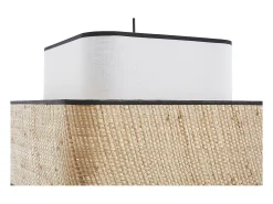 Discount Miliboo Lámpara de techo colgante de lino y rafia natural 35 cm TERA Blanco