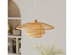 Lámpara de techo de bambú natural y metal D50 cm - Mirabel