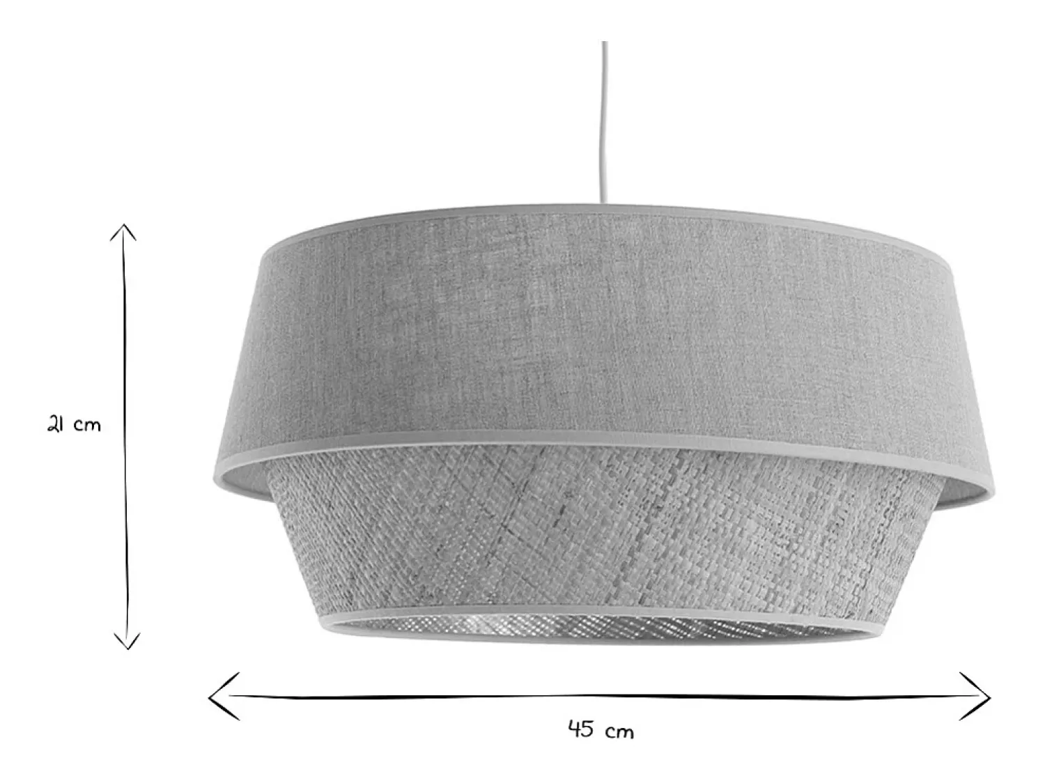 Hot Miliboo Lámpara de techo de diseño doble material lino natural y rafia SENSA Blanco